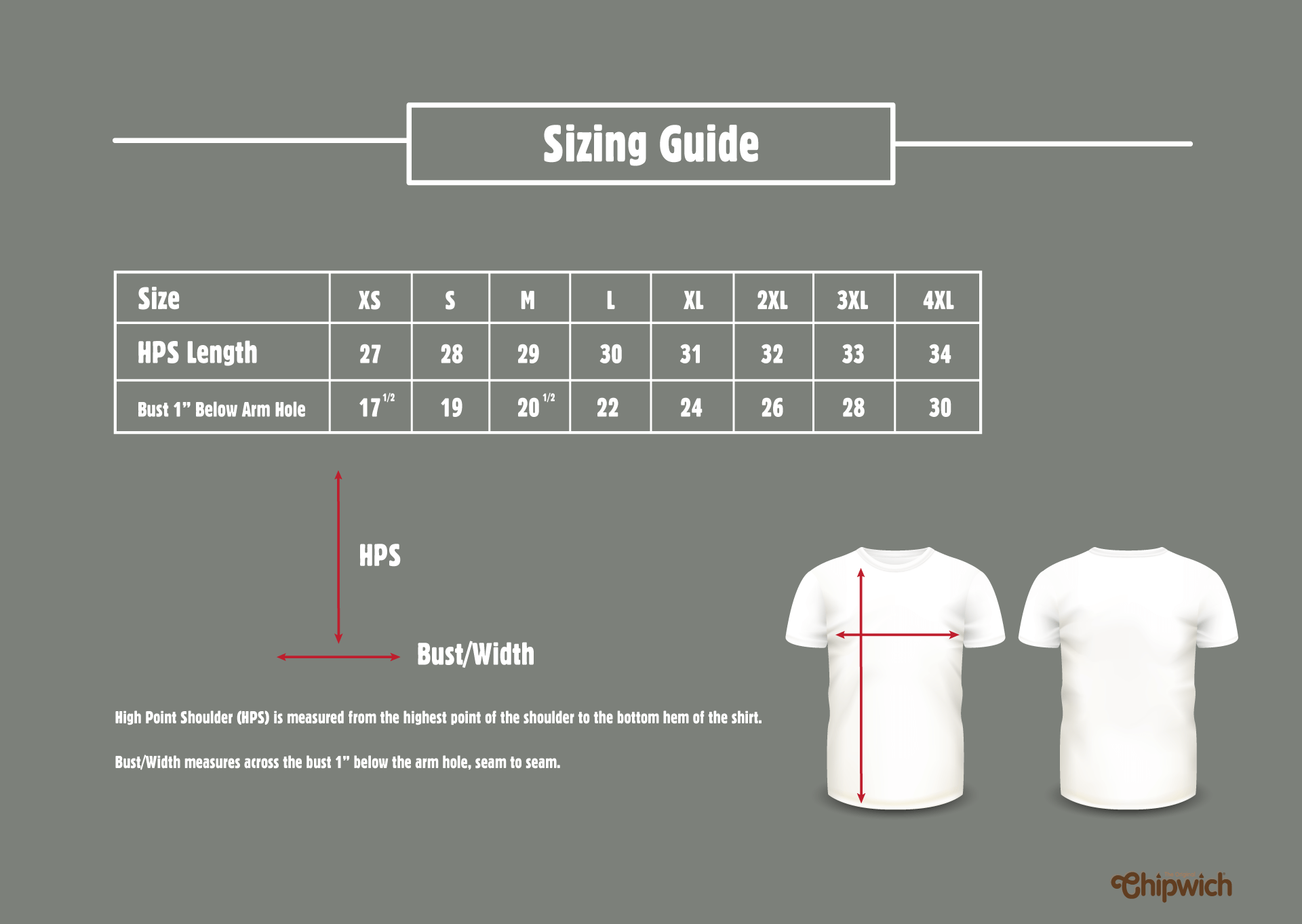 Chipwich Shirt-Size-Guide